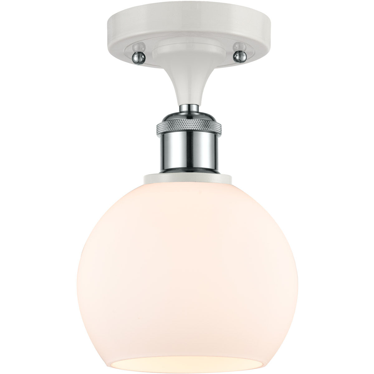 Ballston Athens 1 Light 6 inch White and Polished Chrome Semi-Flush Mount Ceiling Light in Matte White Glass