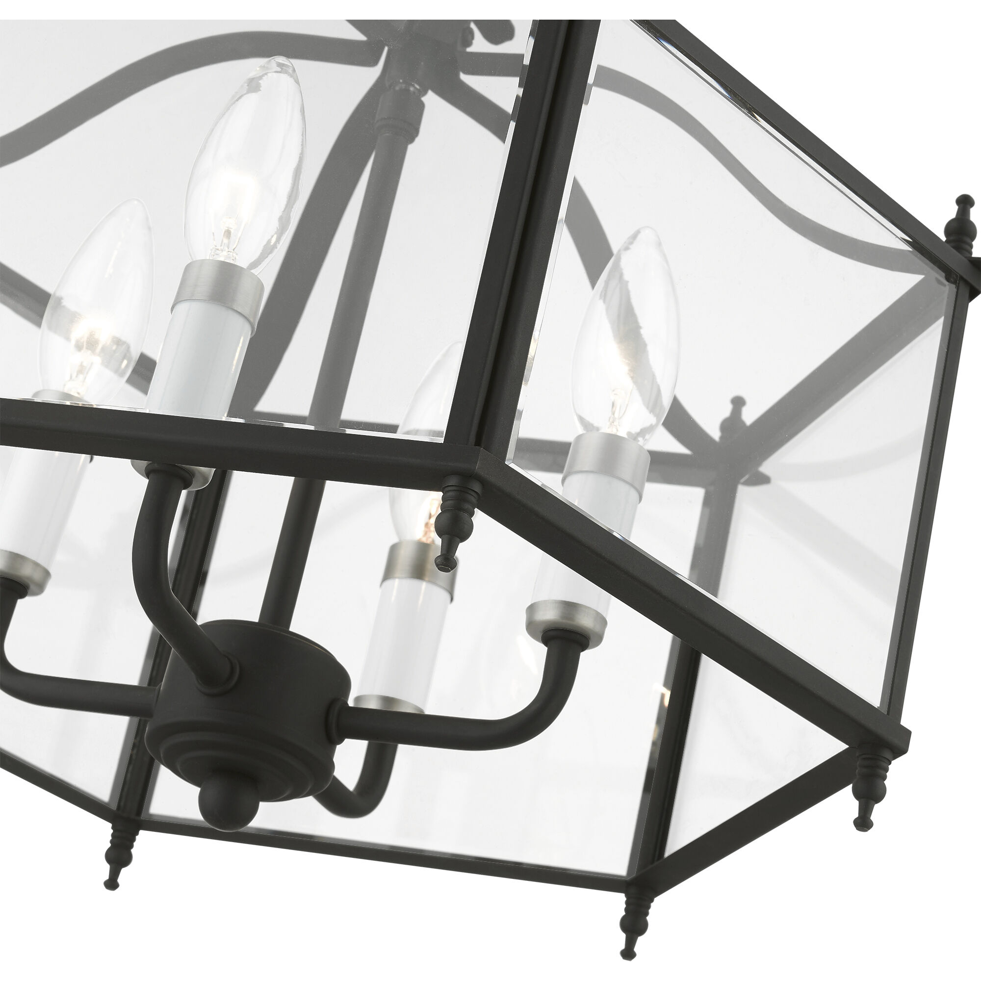 Livingston 4 Light 16 inch Black with Brushed Nickel Accents Convertible Pendant / Semi-Flush Ceiling Light