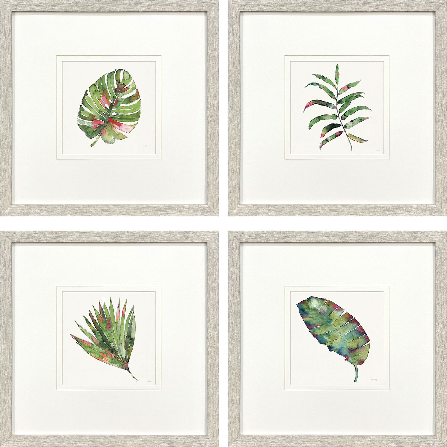 Palm Springs Leaves Green and Red and Pink and Purple Framed Art, Propac