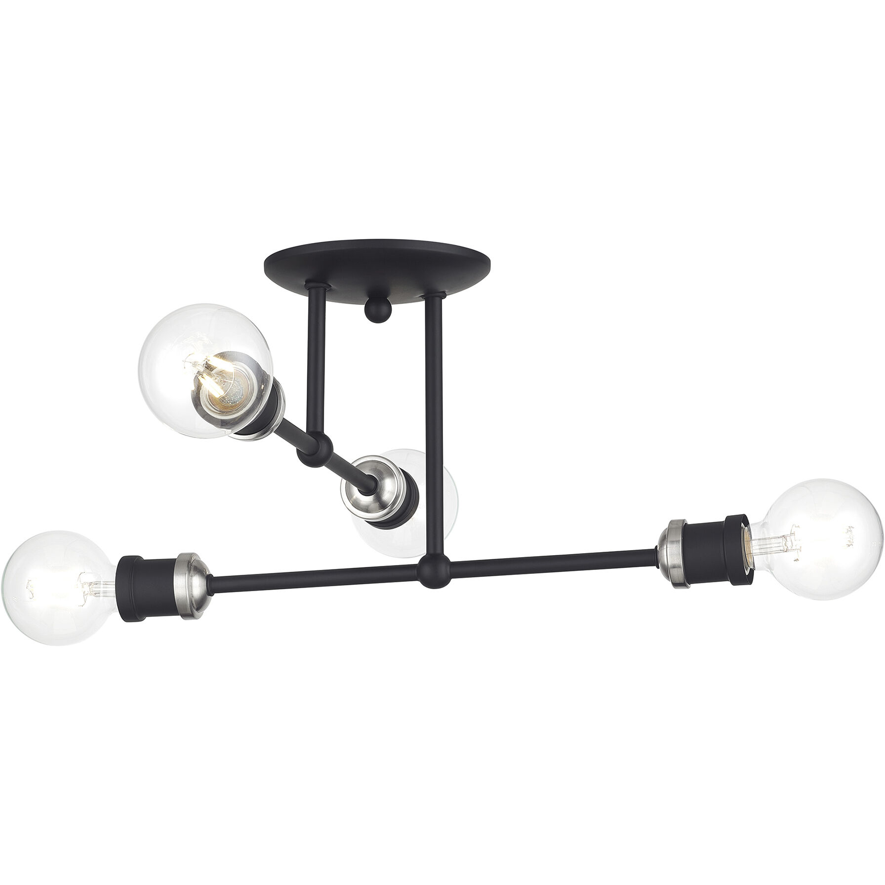 Delacroix 4 Light 17 inch Black with Brushed Nickel Accents Semi-Flush Ceiling Light