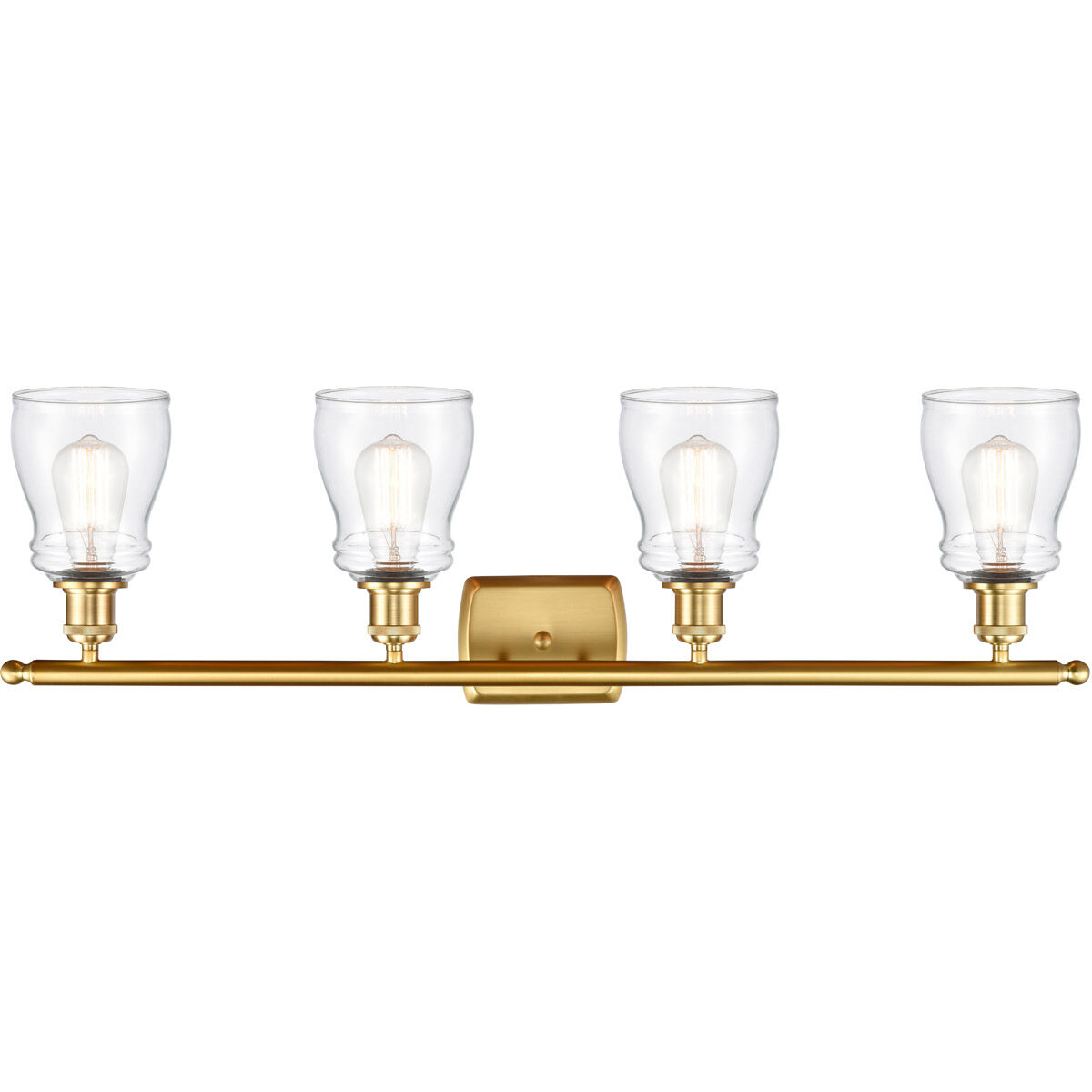 Ballston Ellery 4 Light 36 inch Satin Gold Bath Vanity Light Wall Light in Clear Glass, Ballston