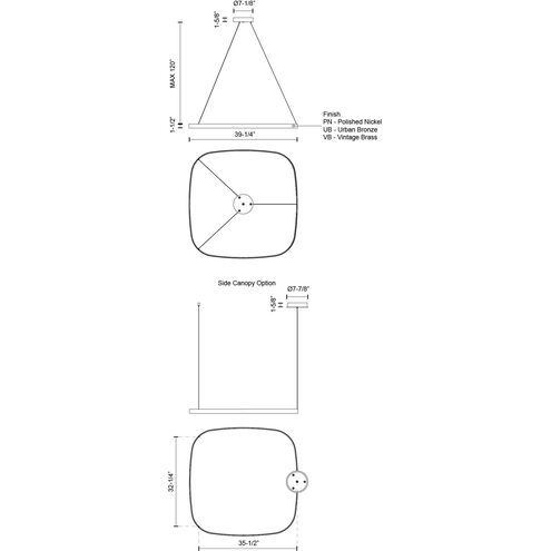 Yukon LED 39.25 inch Polished Nickel Pendant Ceiling Light