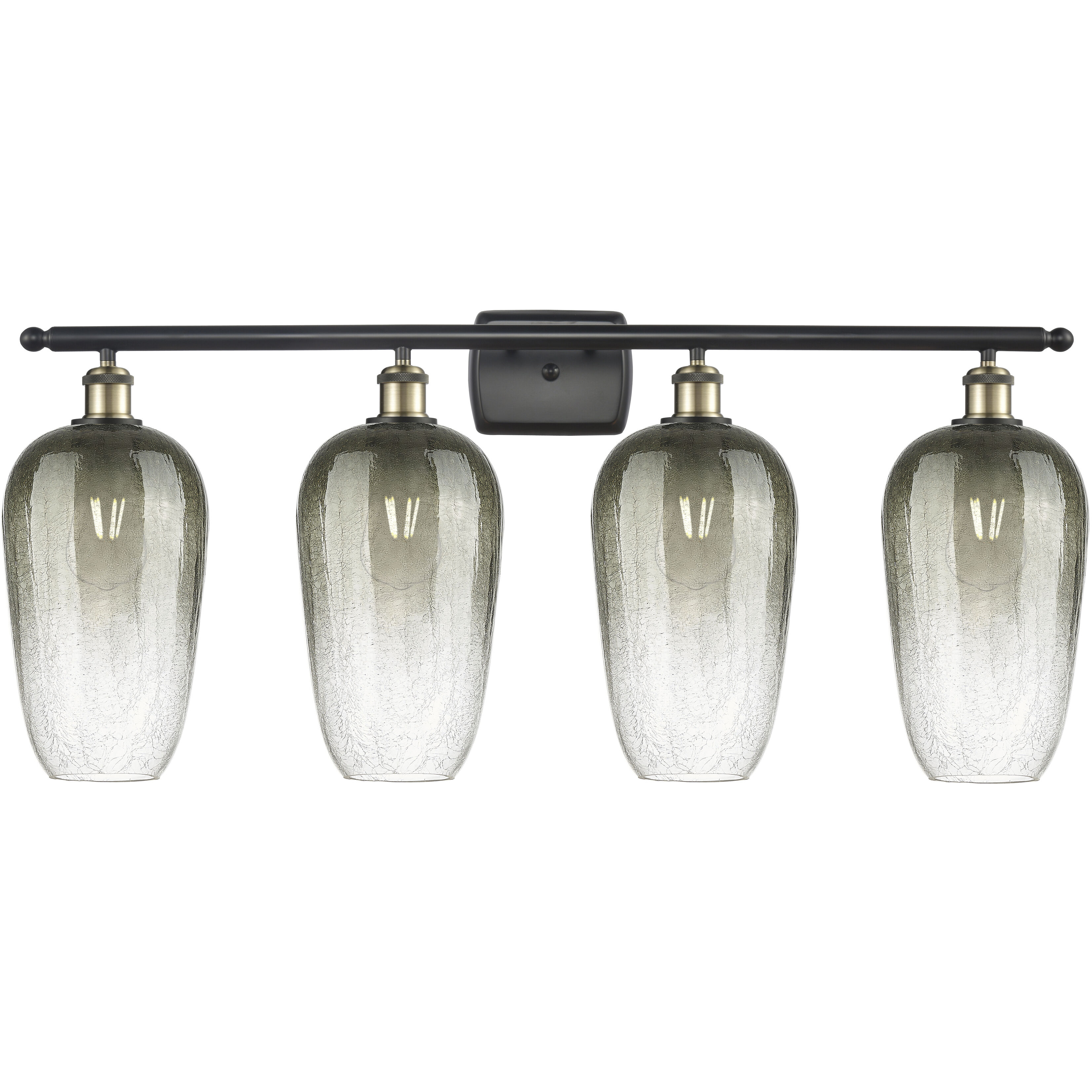 Ballston Brookhaven Flute 4 Light 37 inch Black Antique Brass Bath Vanity Light Wall Light in Slate Glass