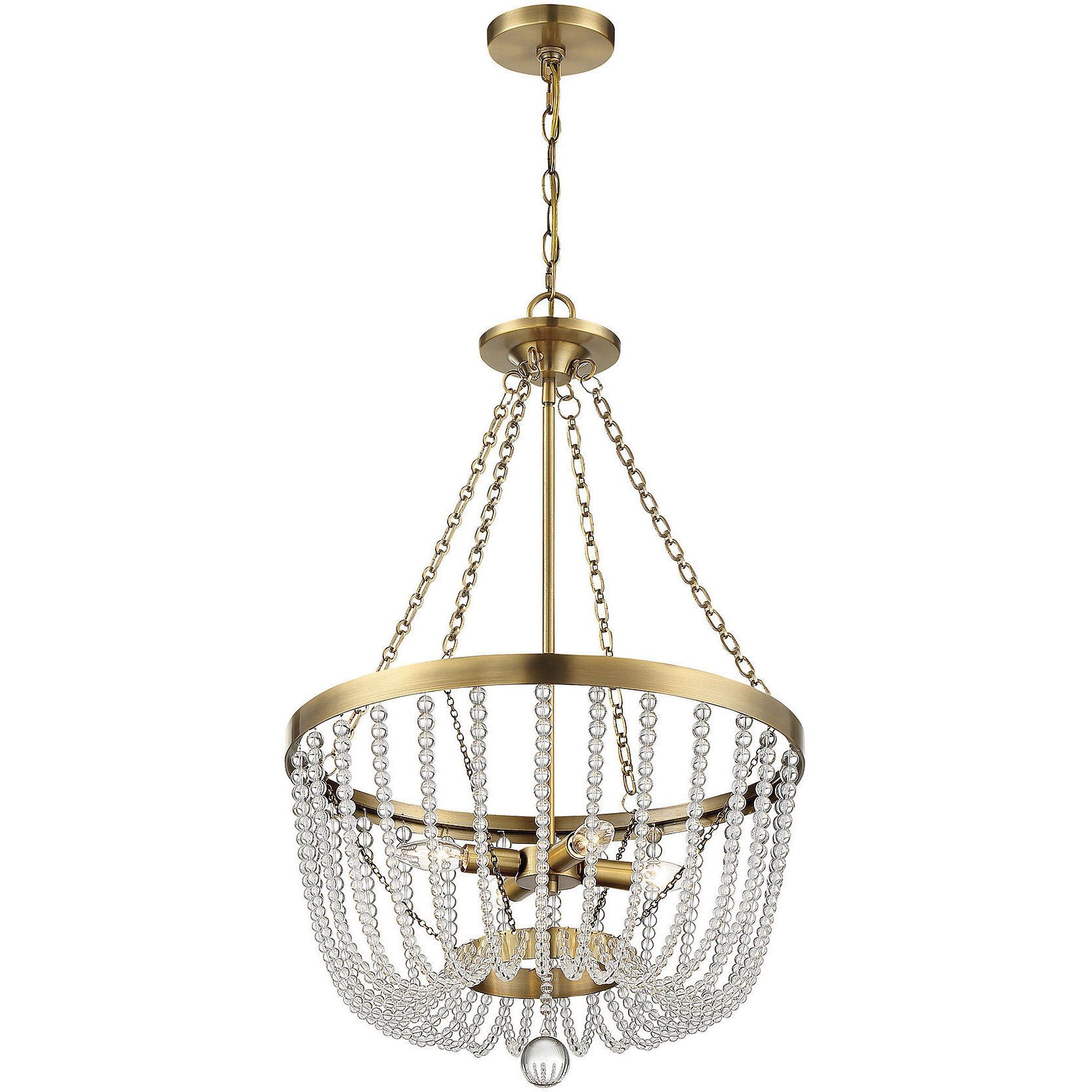 Bergamo 4 Light 19.83 inch Warm Brass Pendant Ceiling Light