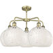 Ballston White Mouchette 5 Light 28 inch Antique Brass Stem Hung Chandelier Ceiling Light