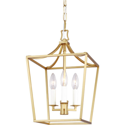 C&M by Chapman & Myers Southold 3 Light 10 inch Burnished Brass Indoor Lantern Ceiling Light