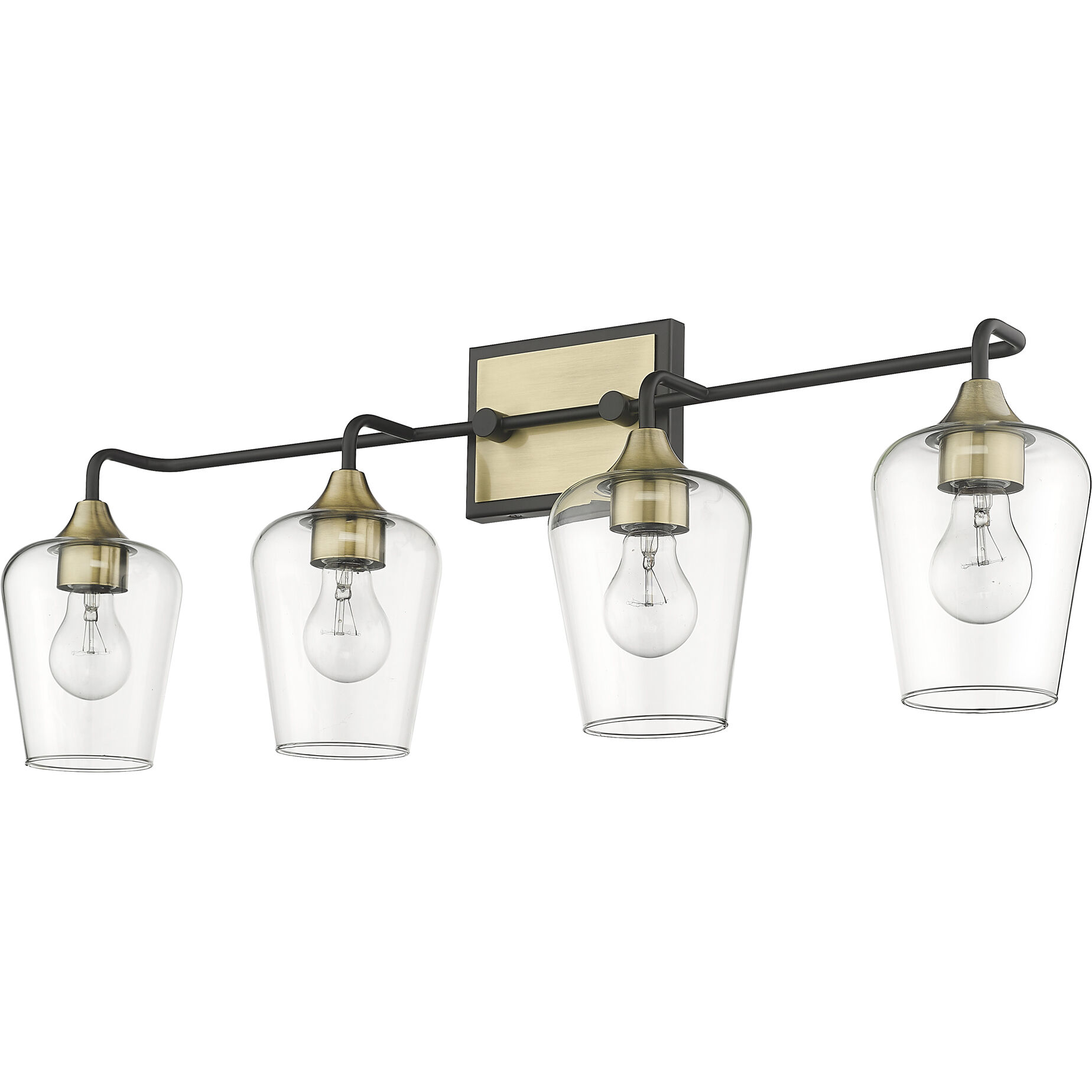 Gladys 4 Light 32 inch Matte Black and Antique Brass Vanity Light Wall Light