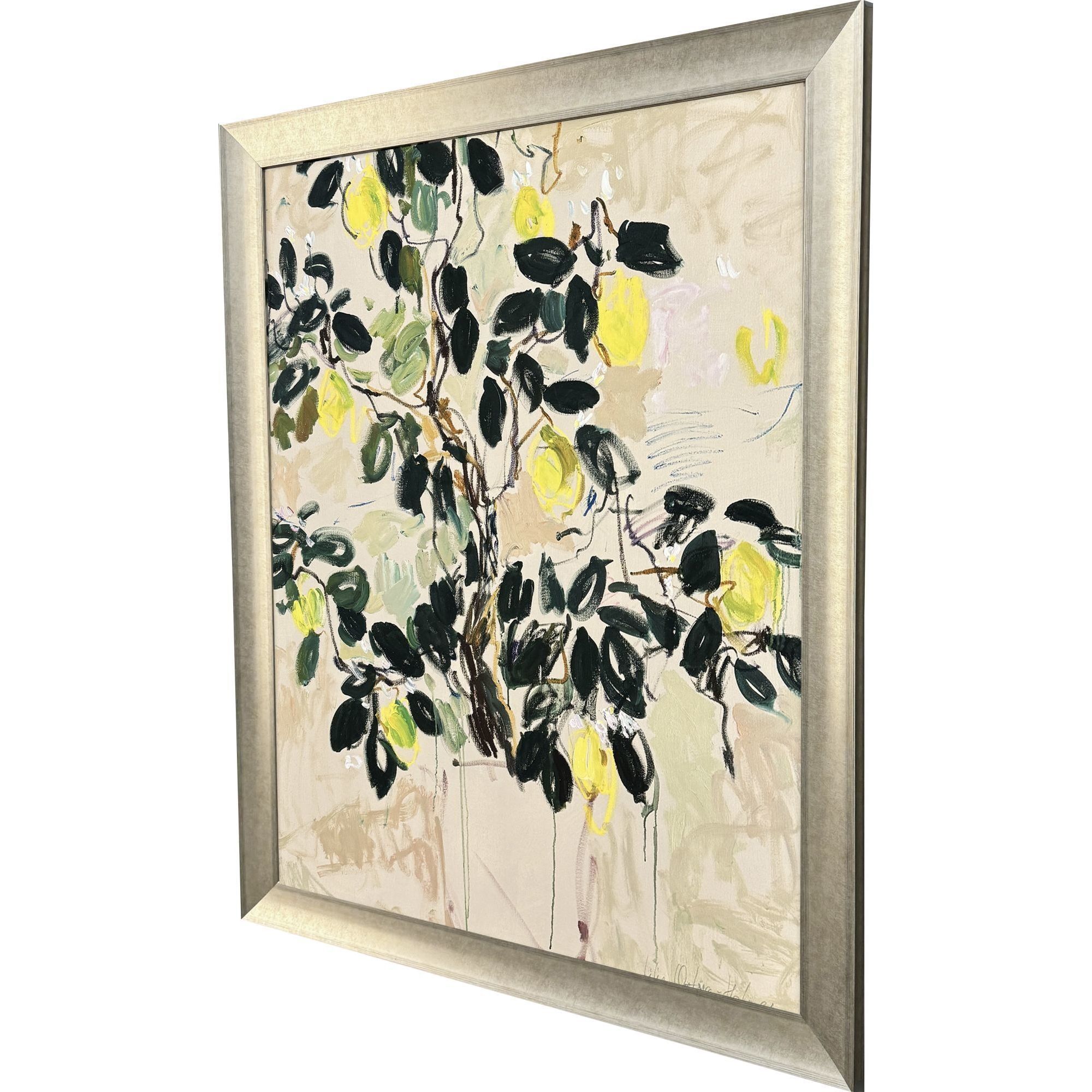 Lemon Tree Green and Beige and Brown and Yellow Framed Art