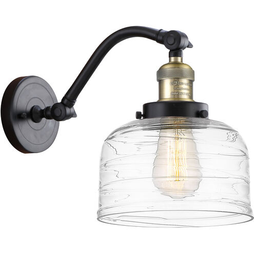 Franklin Restoration Bell LED 8 inch Black Antique Brass Sconce Wall Light in Clear Deco Swirl Glass