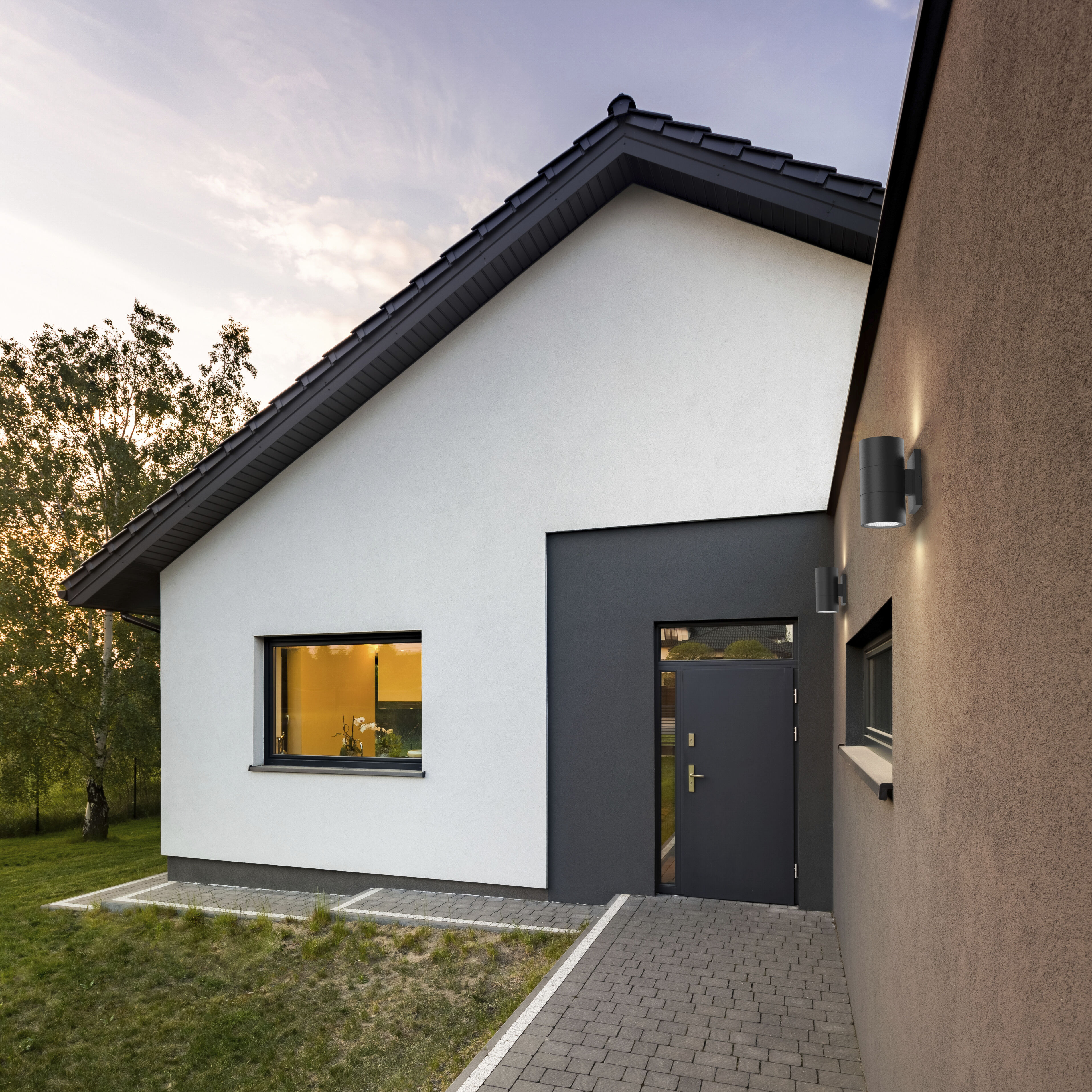 Lund LED 7 inch Black Exterior Wall Sconce