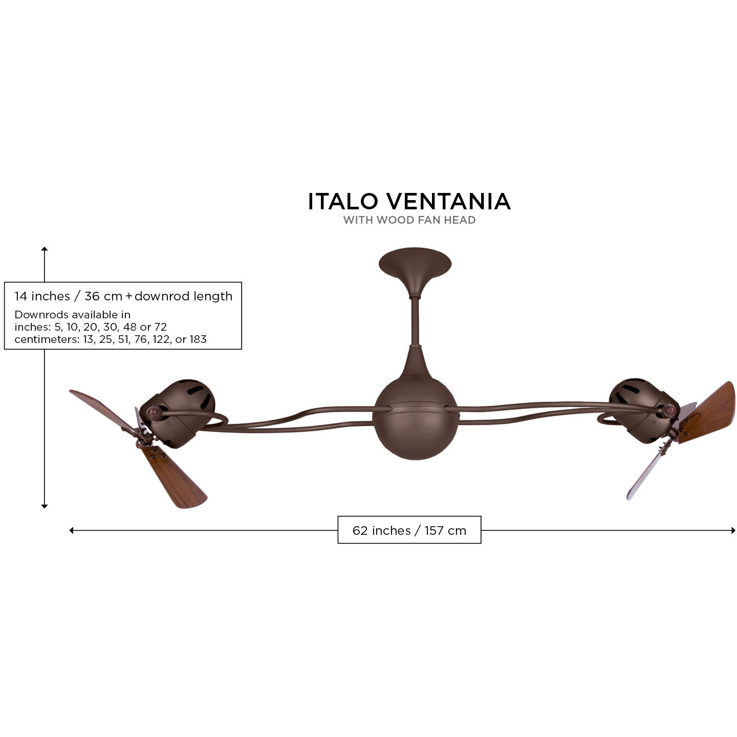 Matthews-Gerbar Italo Ventania 62 inch Light Blue with Mahogany Blades Ceiling Fan