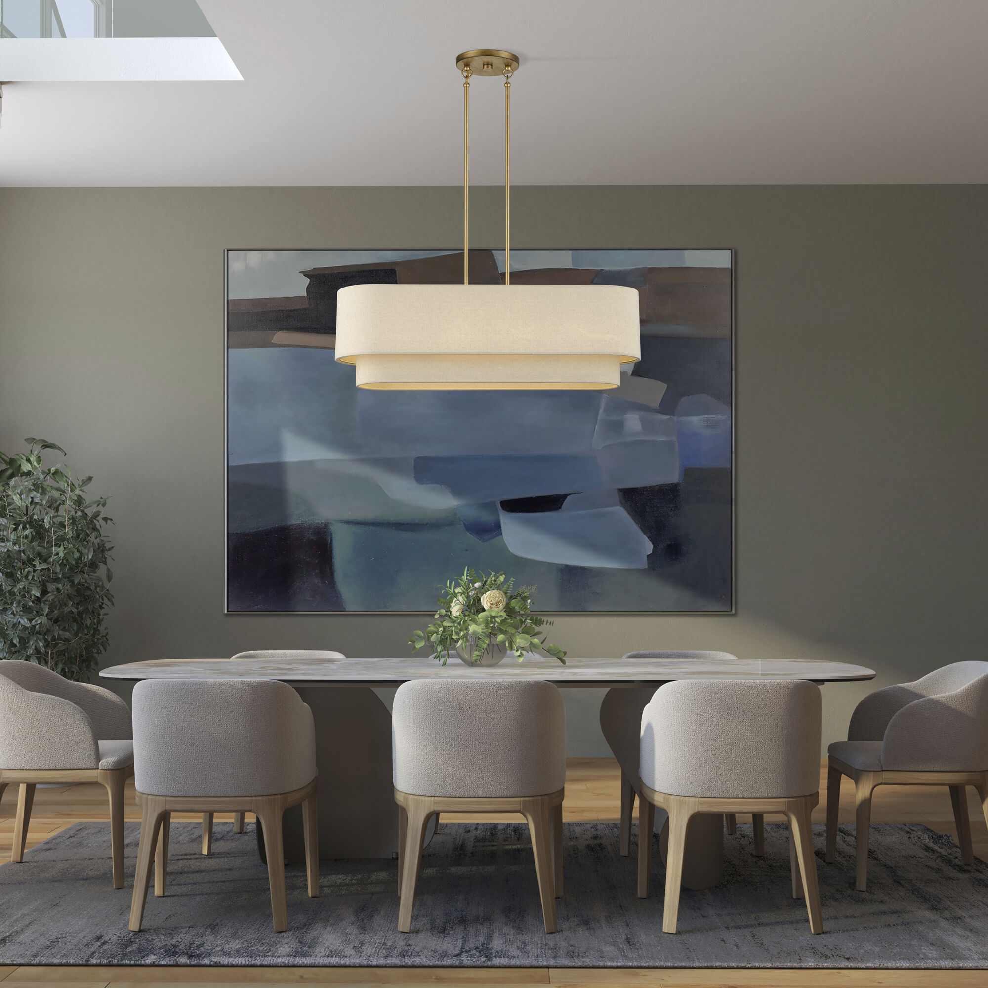 Bellingham 4 Light 36 inch Antique Gold Leaf Linear Chandelier Ceiling Light, Large