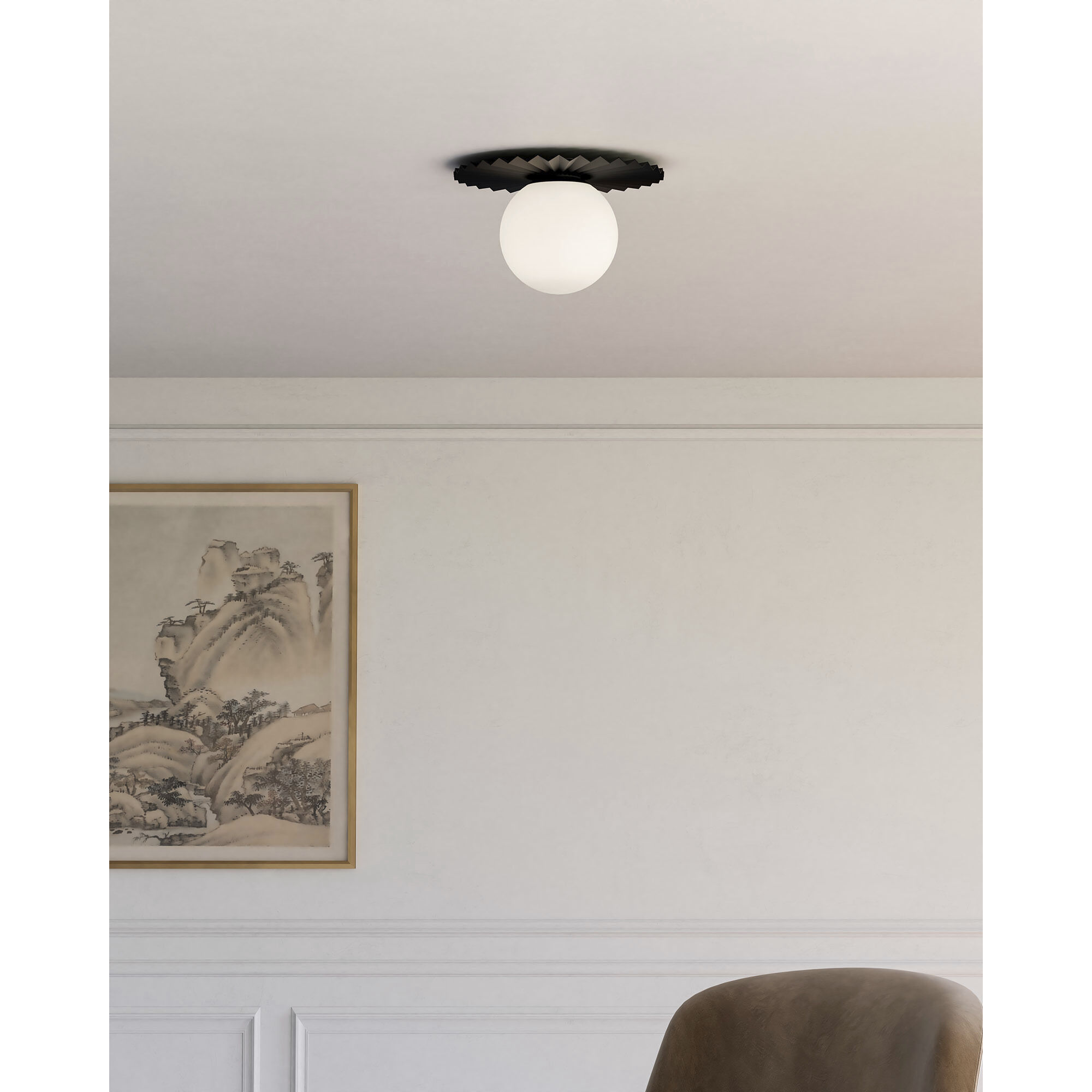 Alora Mood Plume 1 Light 11.88 inch Matte Black/Opal Matte Glass Flush Mount Ceiling Light