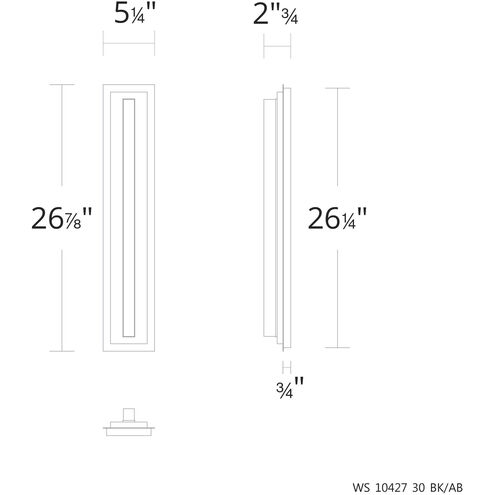 Lyrikal 1 Light Black with Aged Brass ADA Wall Sconce Wall Light in 2700K