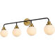 Hanson 4 Light 38 inch Black and Brass Bath Sconce Wall Light
