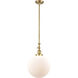 Franklin Restoration Beacon 1 Light 12 inch Satin Gold Mini Pendant Ceiling Light in Incandescent, Matte White, Franklin Restoration