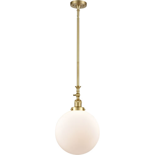 Franklin Restoration Beacon 1 Light 12 inch Satin Gold Mini Pendant Ceiling Light in Incandescent, Matte White, Franklin Restoration