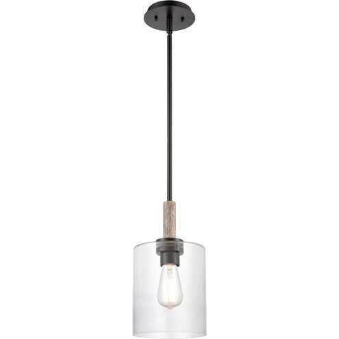 Paladin LED 7 inch Matte Black Mini Pendant Ceiling Light in Clear Glass