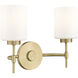 Keylee 2 Light 15.5 inch Vintage Brass Bathroom Vanity Light Wall Light