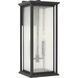 Audley 2 Light 20 inch Textured Black Outdoor Wall Lantern in Distressed Seeded Glass, Large