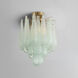 Ollie 4 Light 14.25 inch Aged Brass Semi Flush Ceiling Light in Sand Glass Green