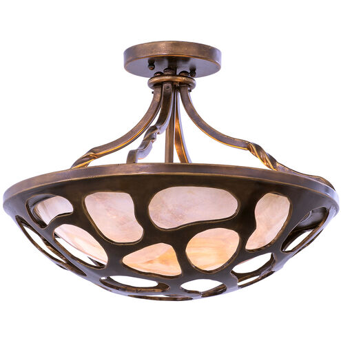 Gramercy 3 Light 18 inch Copper Patina Semi Flush Mount Ceiling Light