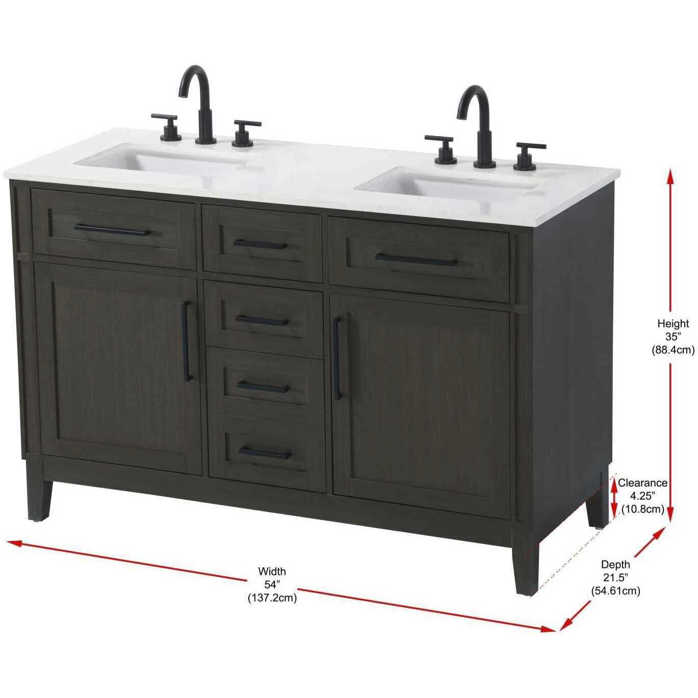 Virginia 54 X 35 inch Mocha Brown Bathroom Vanity Cabinet