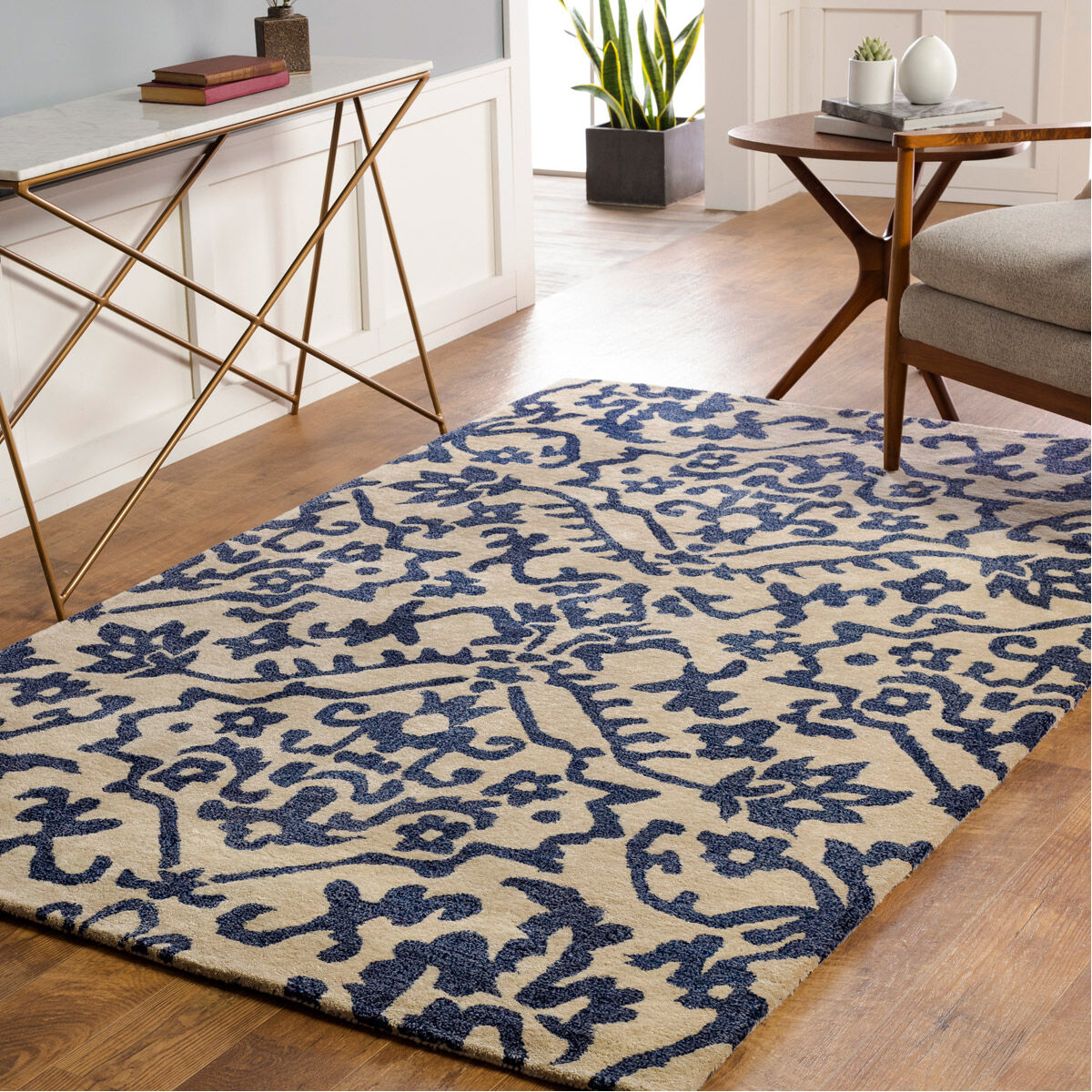 Smithsonian 156 X 108 inch Khaki/Navy/Denim Rugs, Rectangle
