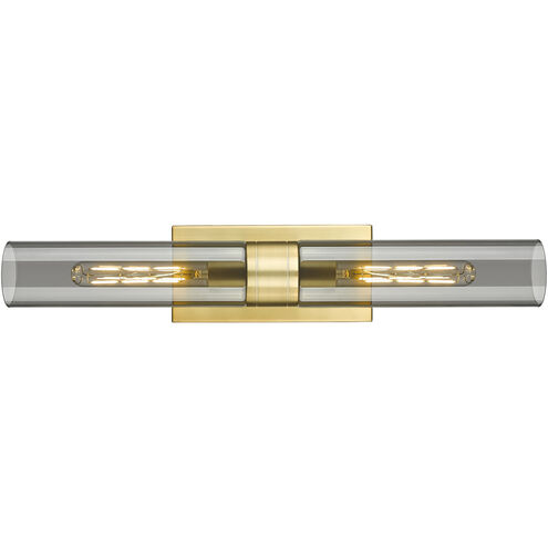 Ballston Urban 2 Light 24 inch Satin Gold Bath Vanity Light Wall Light in Plated Smoke Glass