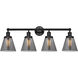Cone 4 Light 33.5 inch Matte Black Bath Vanity Light Wall Light