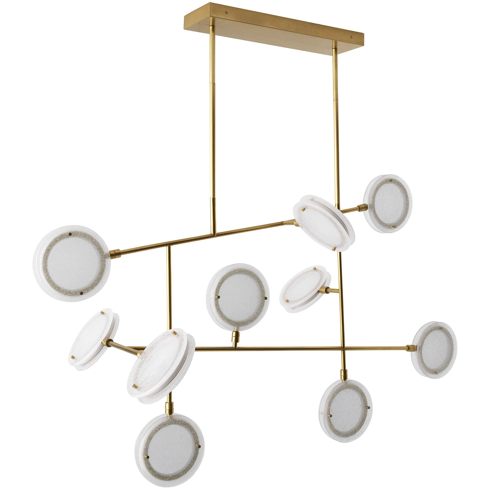 Meridian 10 Light 54 inch Antique Brass Chandelier Ceiling Light