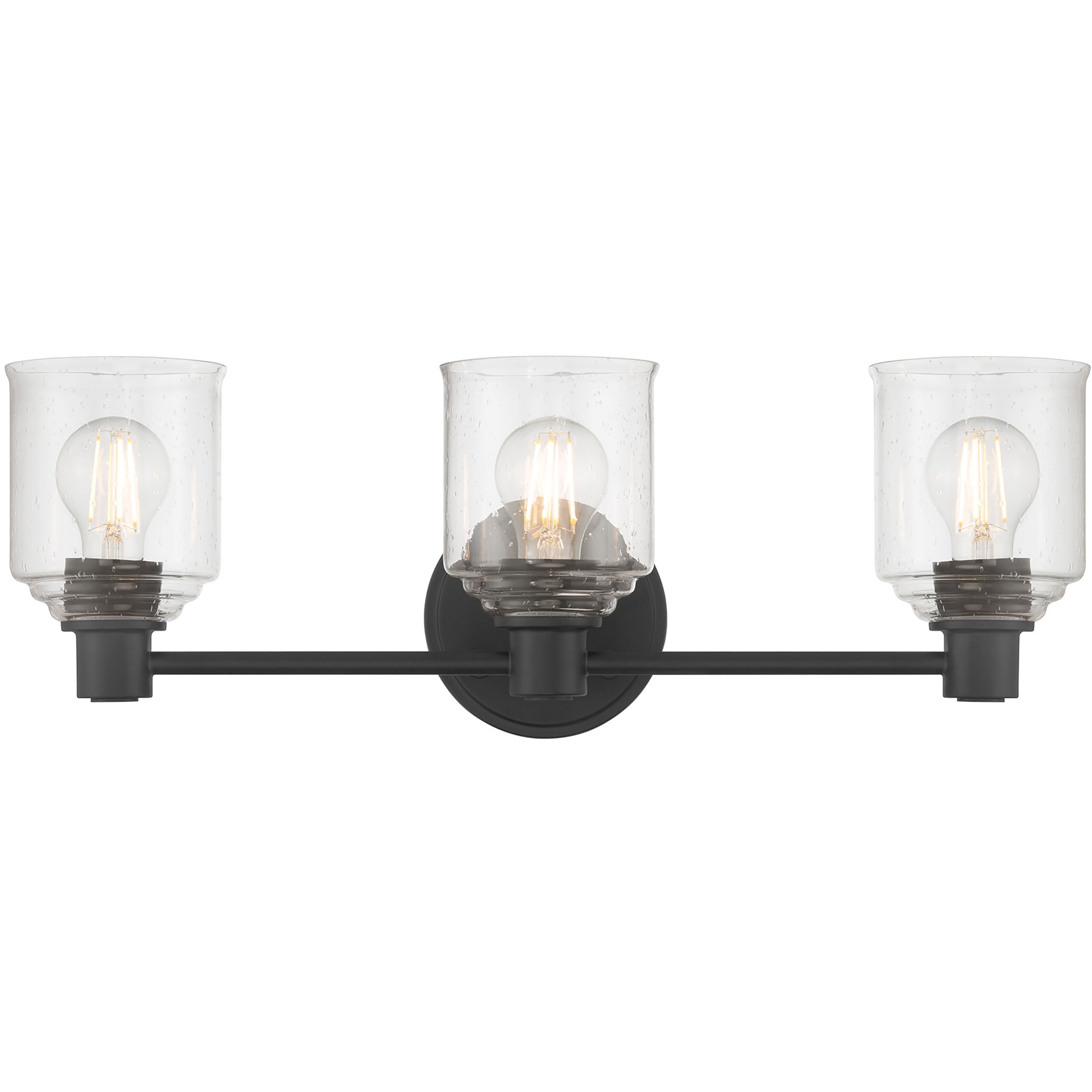 Vessair 3 Light 22.5 inch Matte Black Bathroom Vanity Light Wall Light