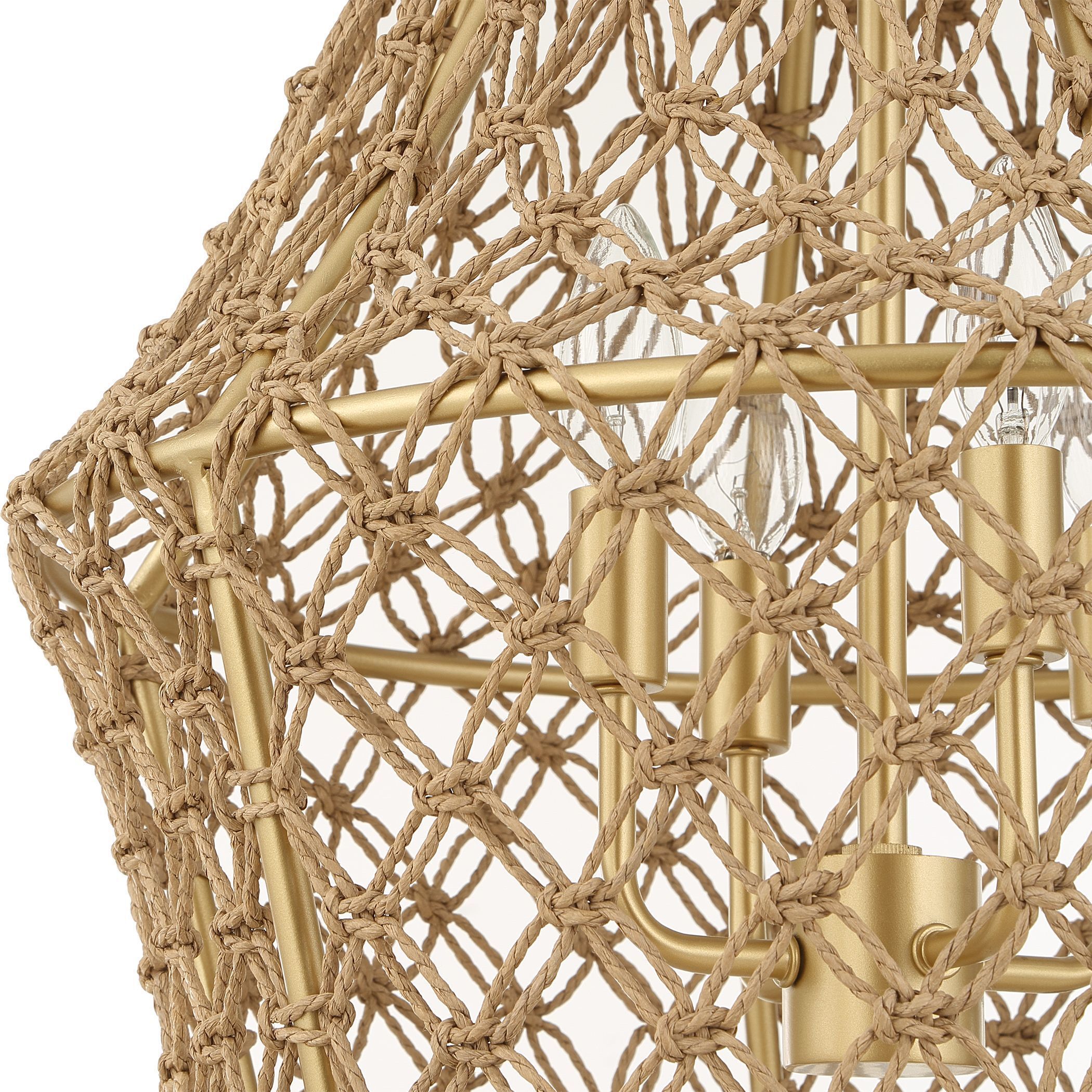 Macrame 4 Light 18 inch Brushed Gold Pendant Ceiling Light