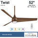 Twist 52 inch Distressed Koa Indoor Ceiling Fan, Wifi