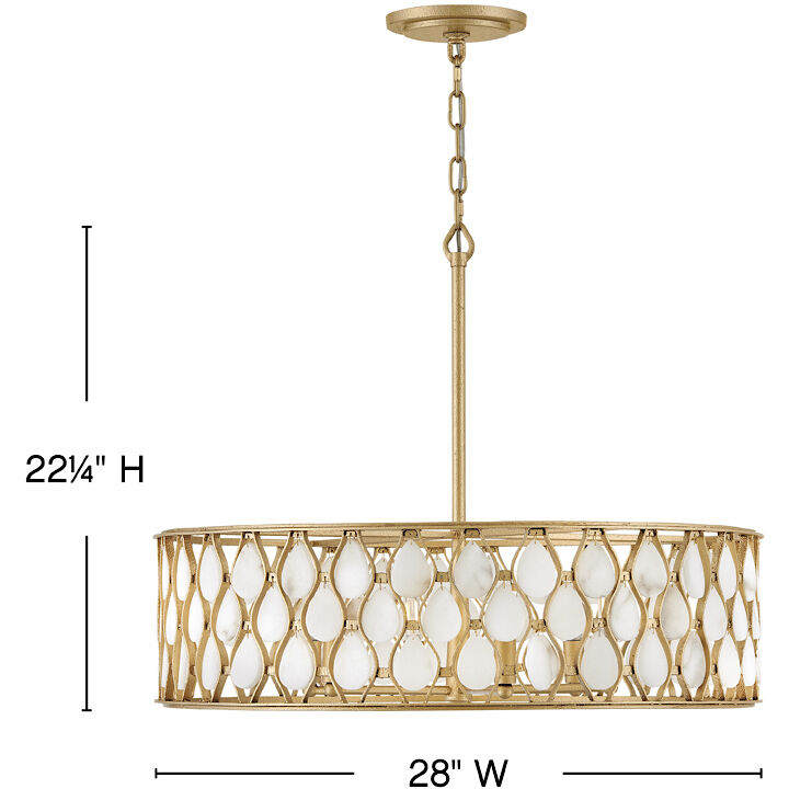 Estie 6 Light 28 inch Piastra Gold Interior Hanging Ceiling Light