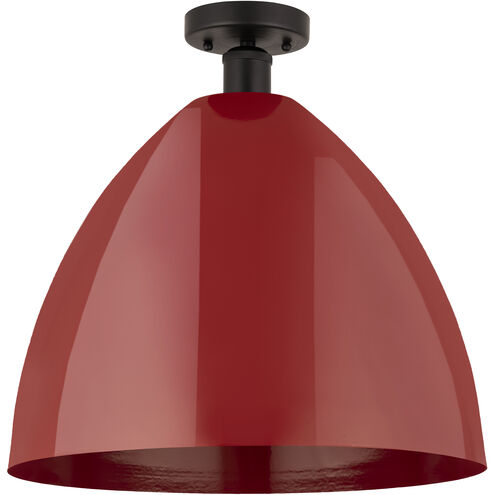 Edison Plymouth Dome 1 Light 16 inch Oil Rubbed Bronze Semi-Flush Mount Ceiling Light in Red