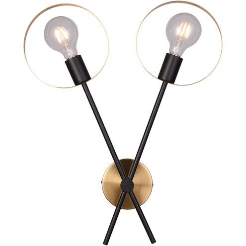 Canada 2 Light 3 inch Black/Brushed Brass Wall Sconce Wall Light