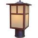 Mission 1 Light 8.5 inch Bronze Post Mount in Cream, T-Bar Overlay