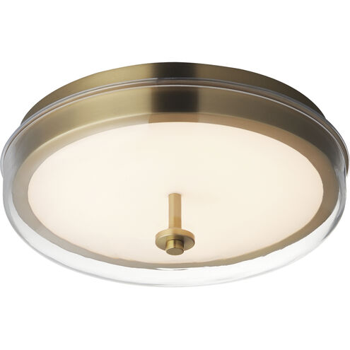 Voto LED 12 inch Natural Aged Brass Flush Mount Ceiling Light in Clear