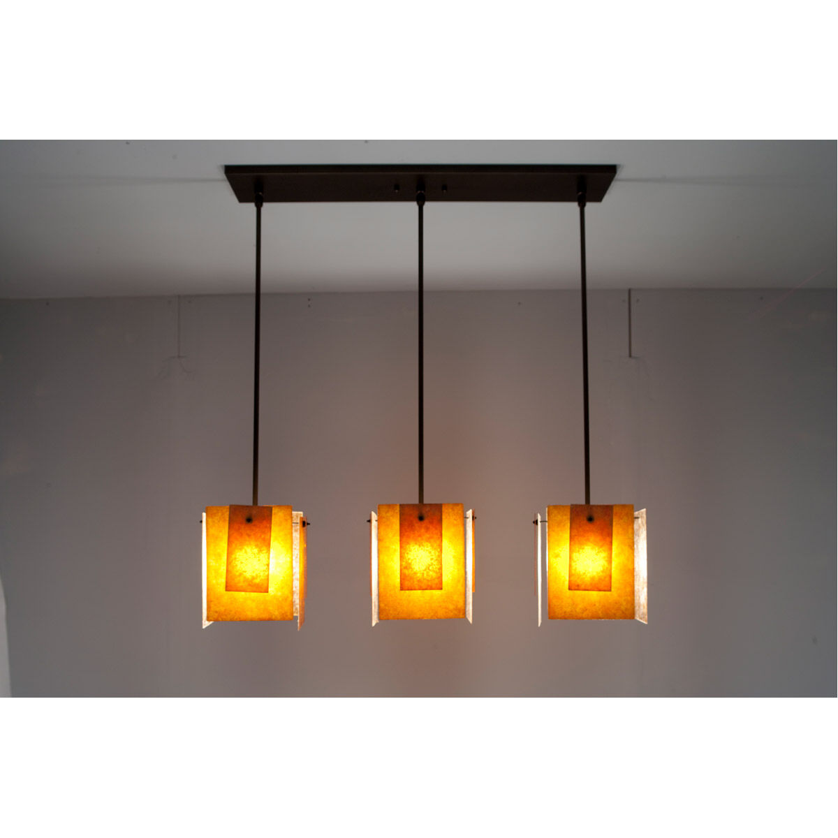 WPT Design SP BZ PEND TRIPLE 14 Spider Mica 3 Light 32 inch Bronze Pendant Ceiling Light in 14 Triple