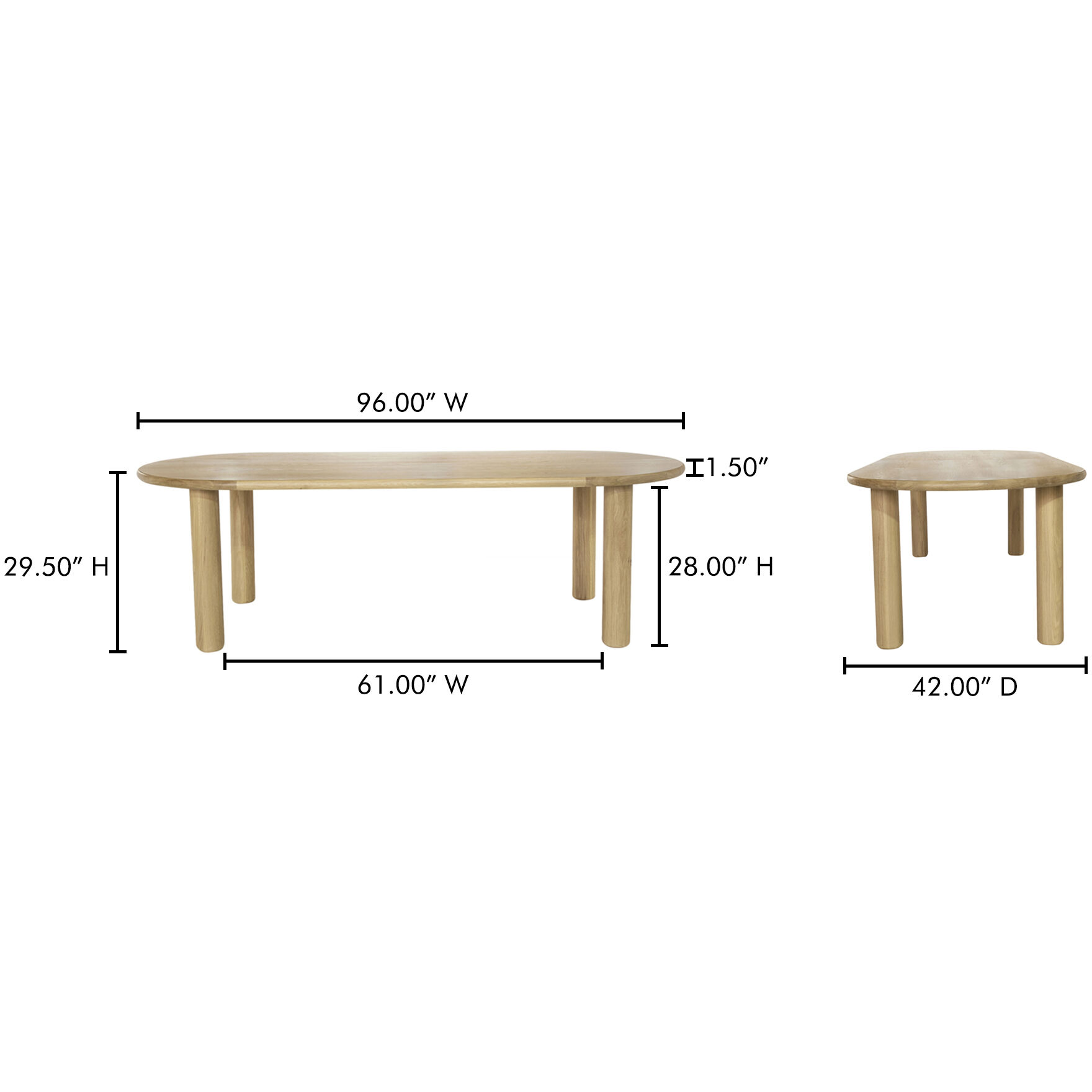 Milo 96 X 42 inch Natural Dining Table, Large