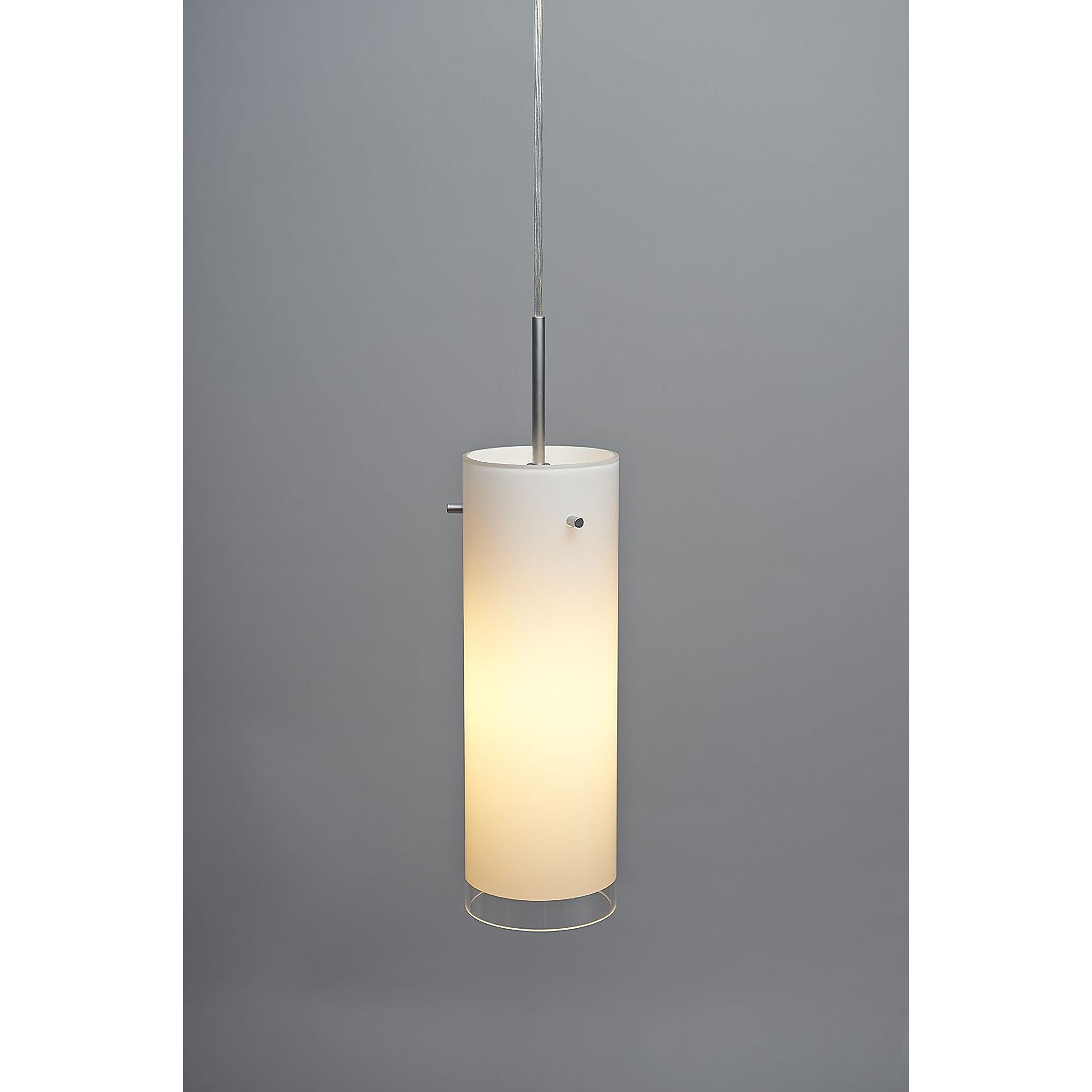 Cyrus LED 4 inch Matte Chrome Large Pendant Ceiling Light in White Glass