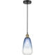 Edison Brookhaven Almond 1 Light 6 inch Black Antique Brass Mini Pendant Ceiling Light in Sapphire Blue Glass