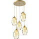 Ellisse 5 Light Gilded Brass Chandelier Ceiling Light, Round Multi-Port