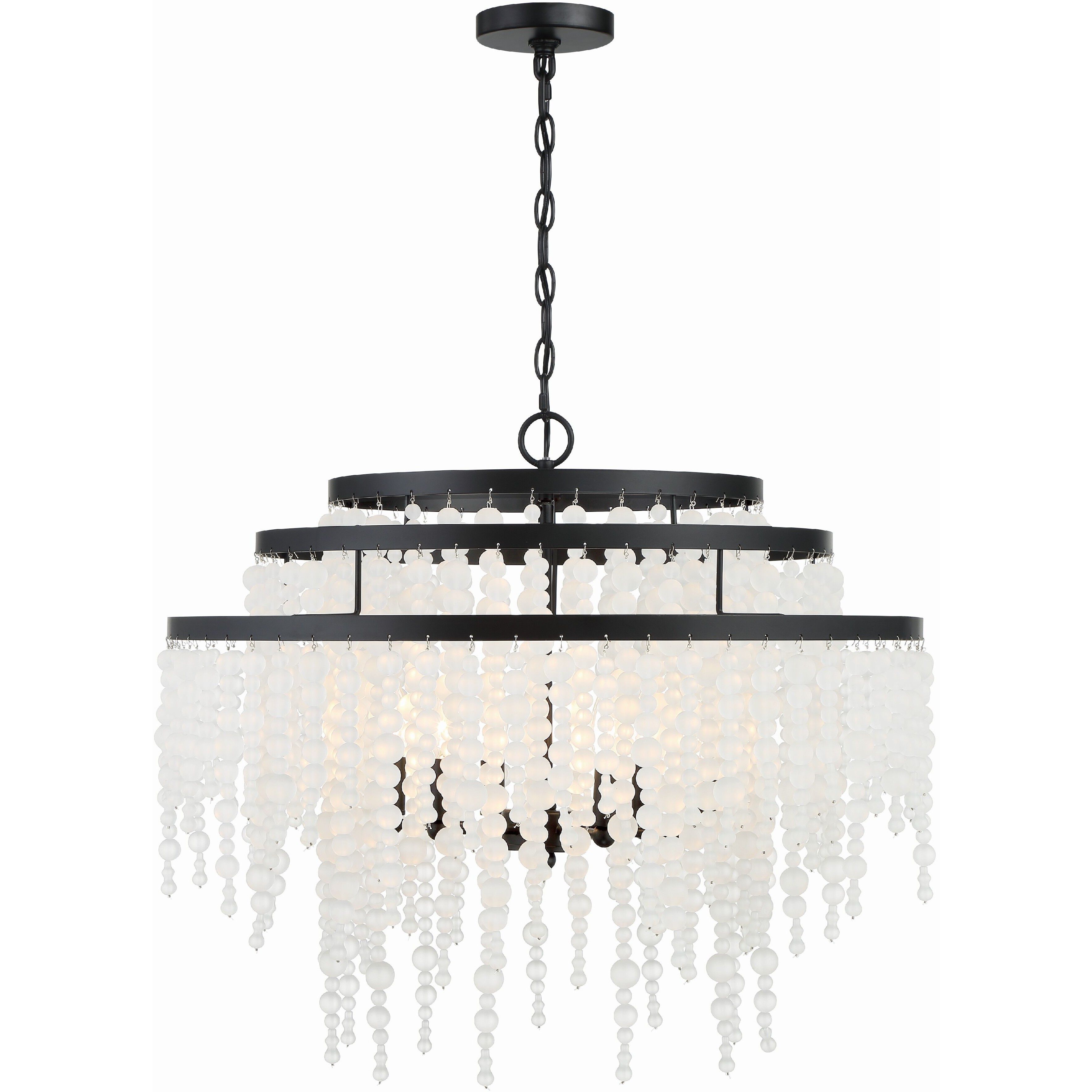 Poppy 6 Light 26.5 inch Matte Black Chandelier Ceiling Light in Matte Black and Forged Bronze