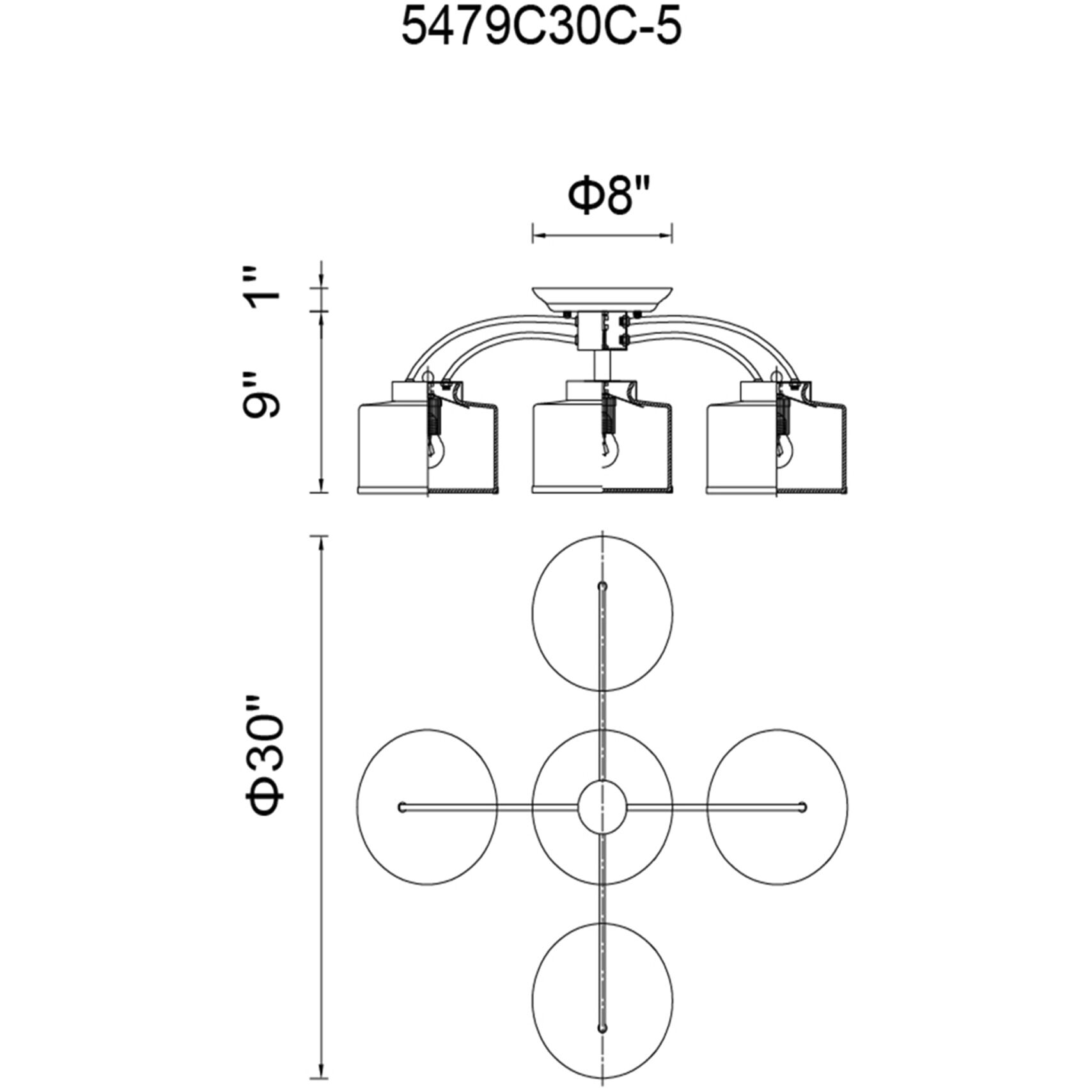 Frosted 5 Light 30 inch Chrome Drum Shade Flush Mount Ceiling Light