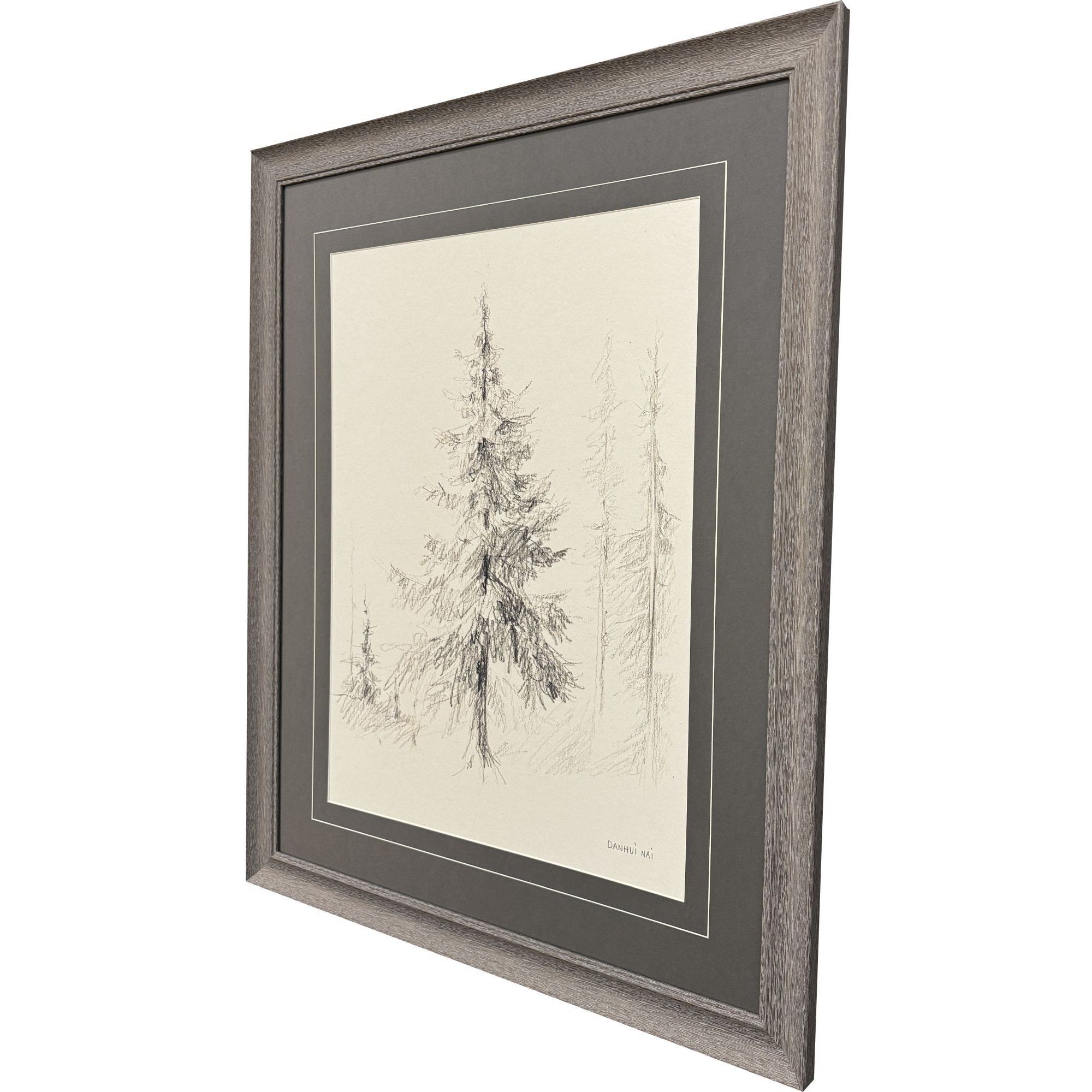 Elegant Pine Black and Beige and Gray Framed Art, Propac