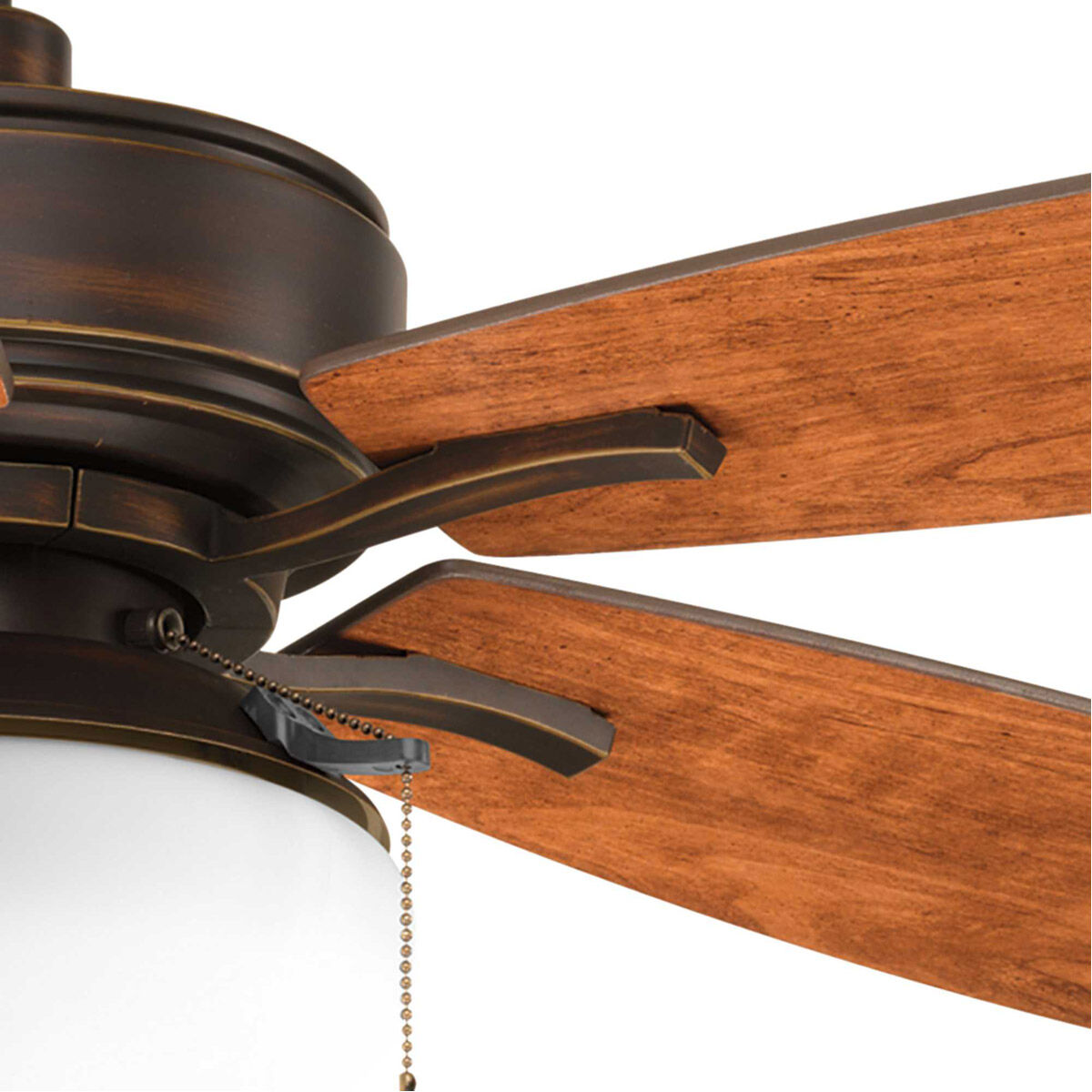 Billows 52 inch Antique Bronze with American Walnut/Cherry Blades Ceiling Fan, Progress LED