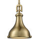 Rutherford 1 Light 9 inch Satin Brass Mini Pendant Ceiling Light