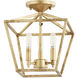 Gabriel 3 Light 1 inch Gold Leaf Semi Flush Mount Ceiling Light, Quorum Home